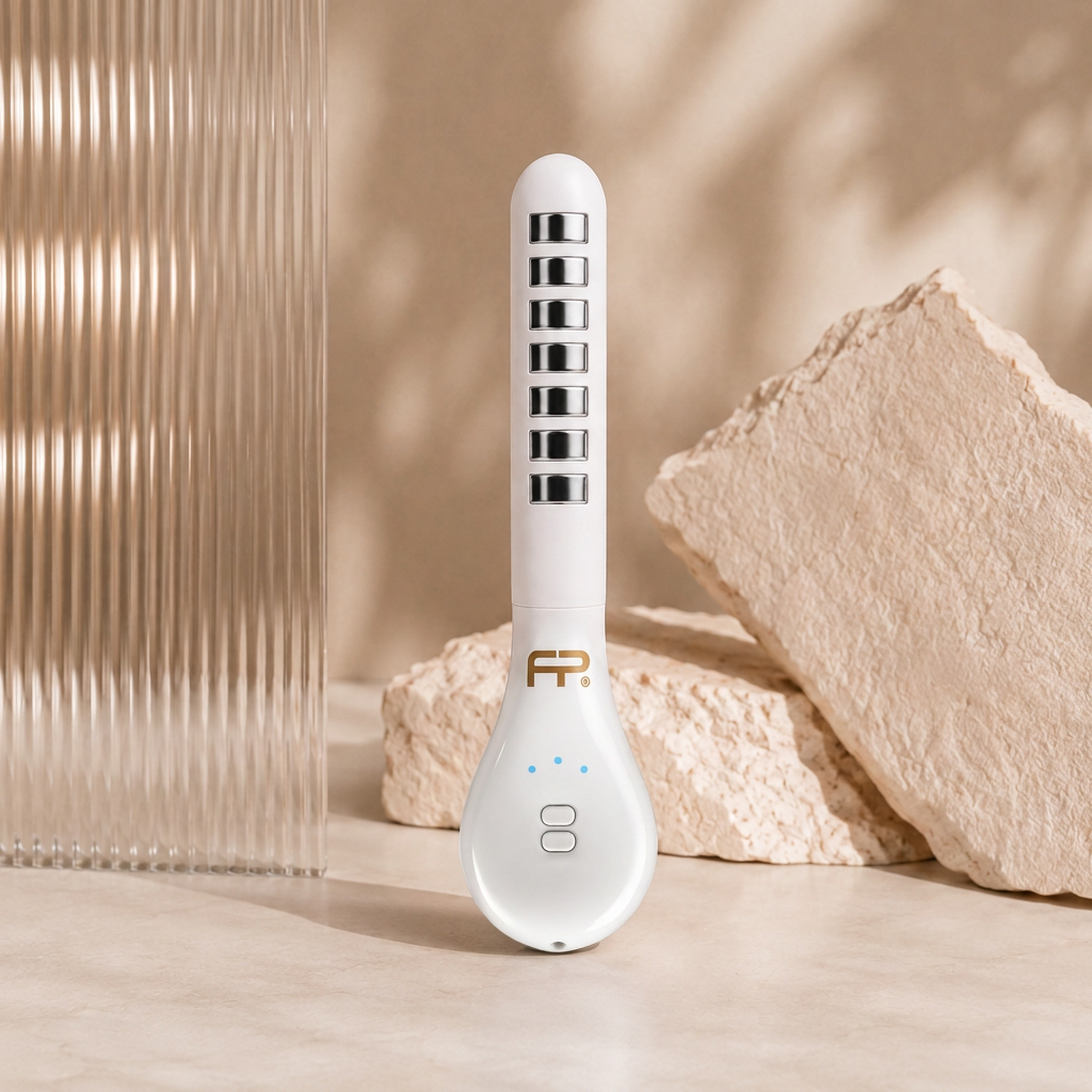 FemiPro device styled with travertine stones